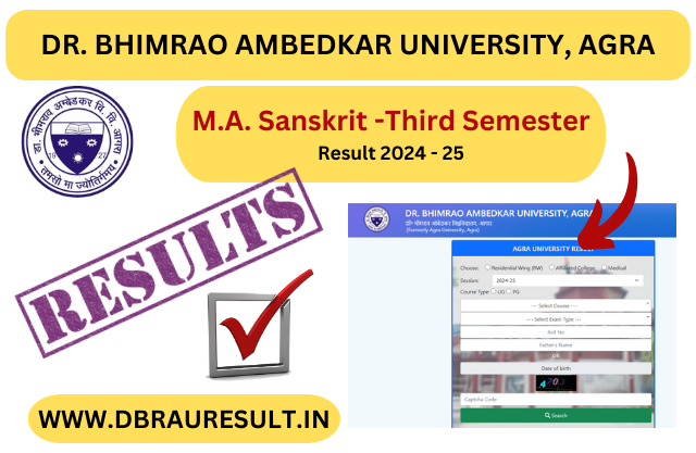 DBRAU M.A. Sanskrit Third Semester Result 2025