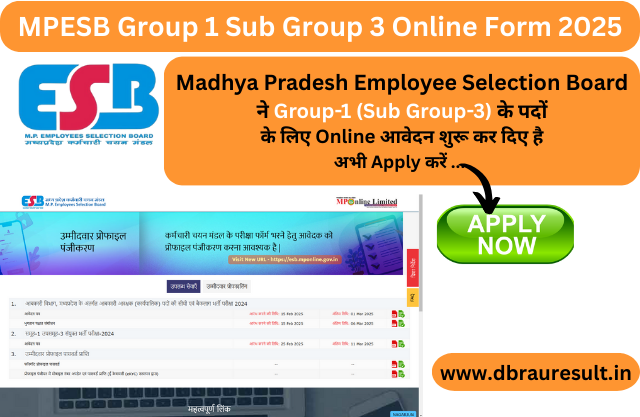 MPESB Group 1 Sub Group 3 Online Form 2025