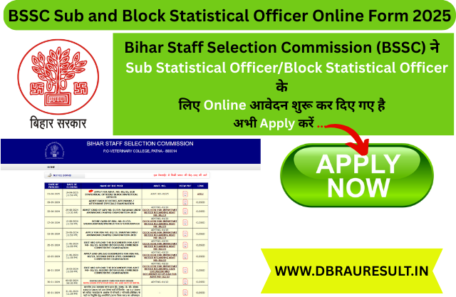 BSSC Sub and Block Statistical Officer Online Form 2025