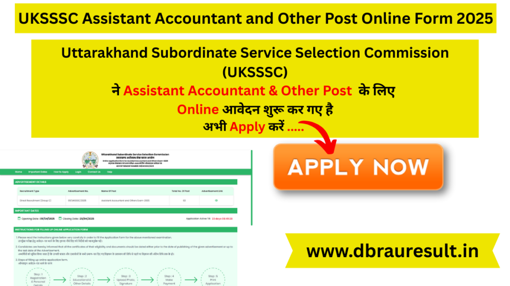 UKSSSC Assistant Accountant and Other Post Online Form 2025