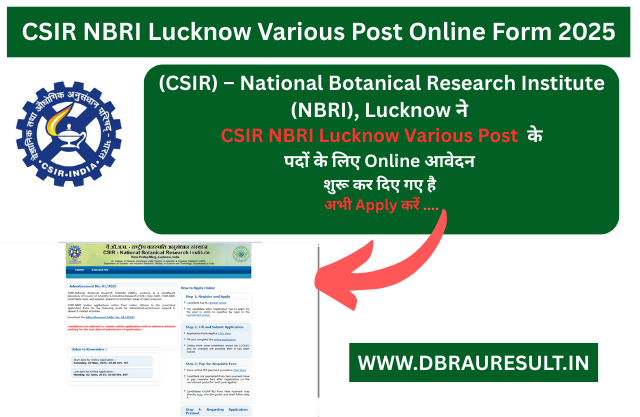 CSIR NBRI Lucknow Various Post Online Form 2025