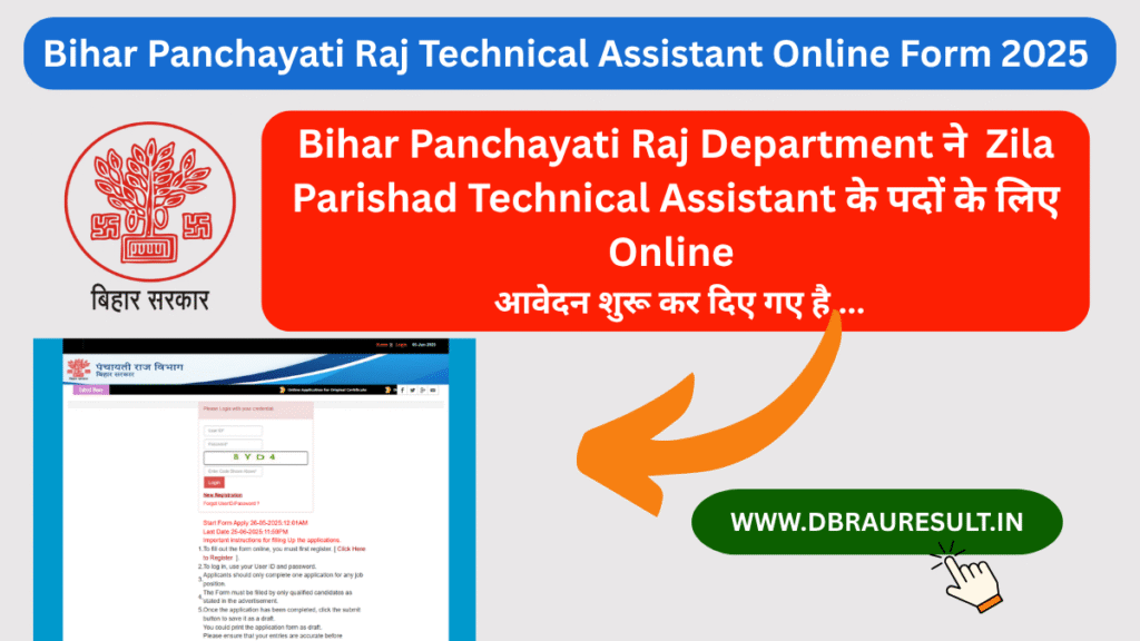 Bihar Panchayati Raj Technical Assistant Online Form 2025
