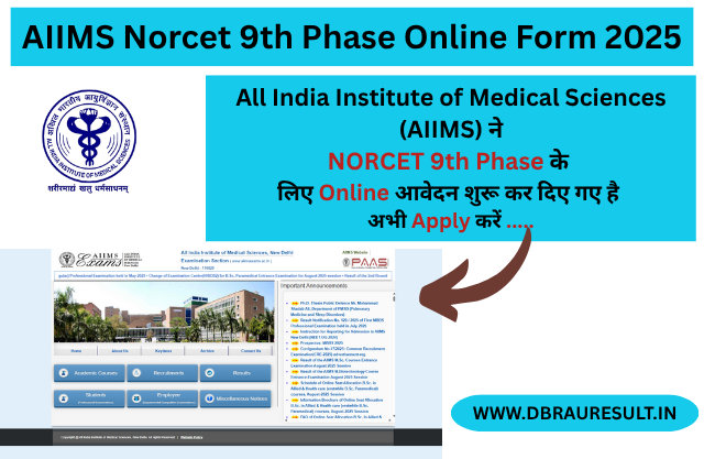 AIIMS Norcet 9th Phase Online Form 2025