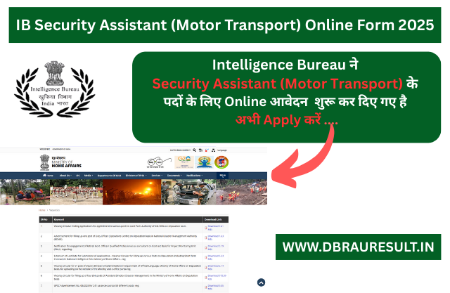 IB Security Assistant (Motor Transport) Online Form 2025