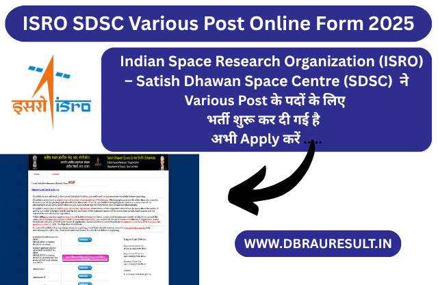 ISRO SDSC Various Post Online Form 2025
