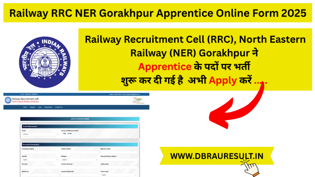 Railway RRC NER Gorakhpur Apprentice Online Form 2025