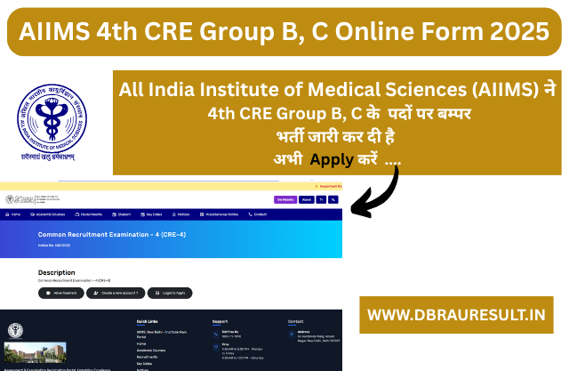 AIIMS 4th CRE Group B, C Online Form 2025
