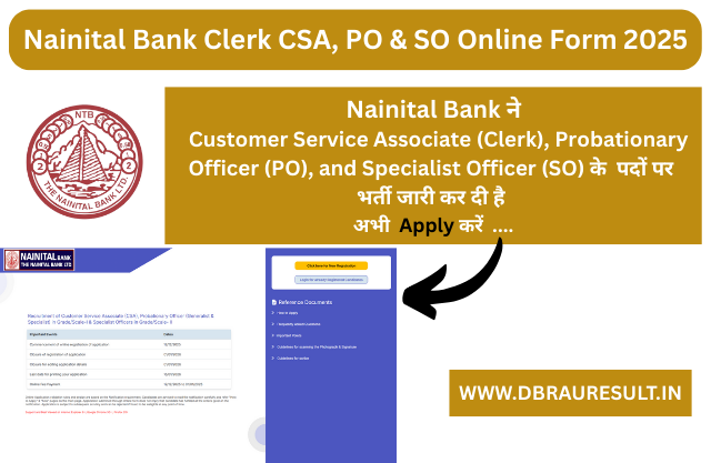 Nainital Bank Clerk CSA, PO & SO Online Form 2025