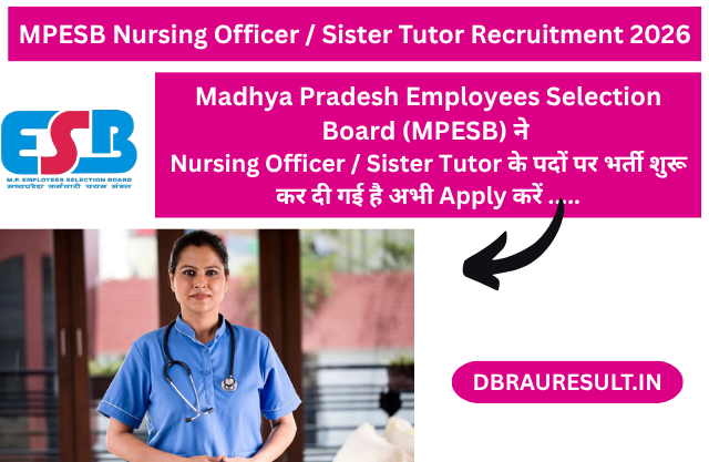 MPESB Nursing Officer / Sister Tutor Recruitment 2026