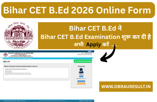 Bihar CET B.Ed 2026 Online Form 