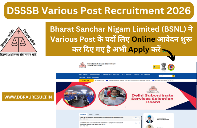 DSSSB Various Post Recruitment 2026