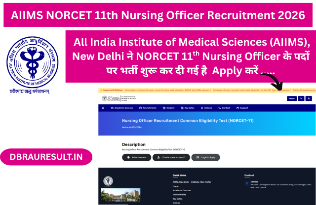 AIIMS NORCET 11th Nursing Officer Recruitment 2026