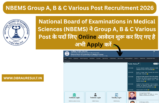 NBEMS Group A, B & C Various Post Recruitment 2026
