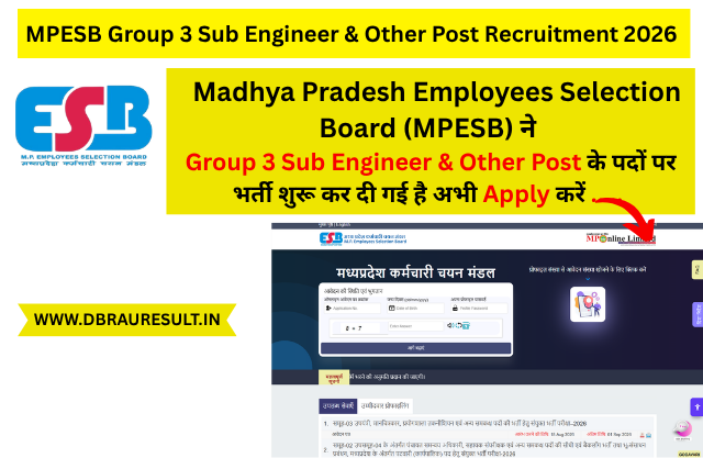 MPESB Group 3 Sub Engineer & Other Post Recruitment 2026 