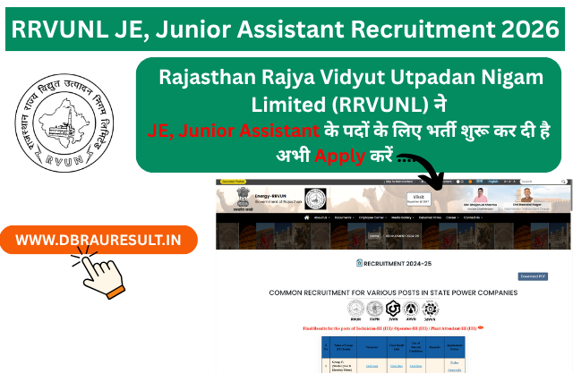 RRVUNL JE, Junior Assistant Recruitment 2026