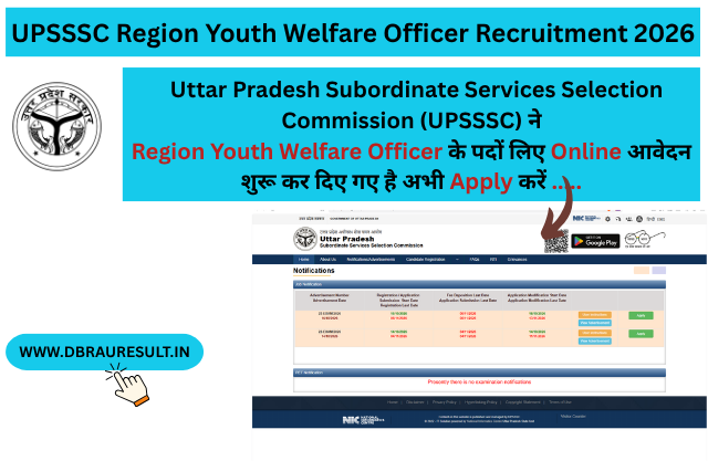 UPSSSC Region Youth Welfare Officer Recruitment 2026